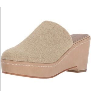 Donald J. Pliner Beige Platform Wedge Mules